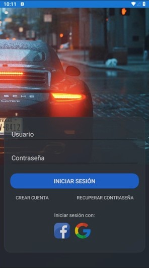 interfaz de log in